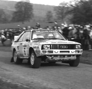 Michèle Mouton auf Audi Sport Quattro RAC Rally 1984, Commons Wikimedia